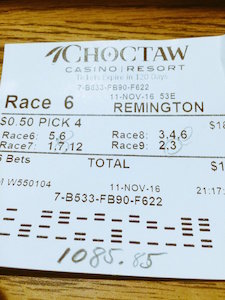 Winning Pick 4 Ticket at Remington