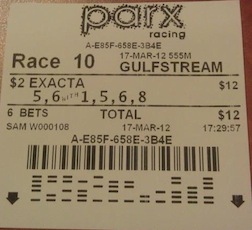 Jon's $464 Exacta at Gulfstream