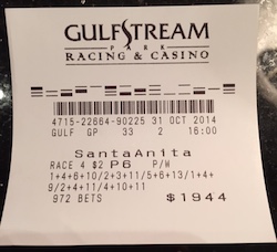 Breeders' Cup Friday Pick 6 Ticket
