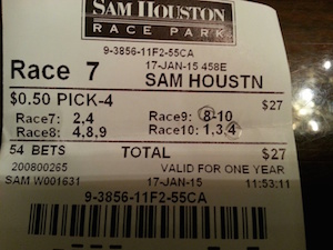 Winning Pick 4 Ticket at Sam Houston Paid $1,896