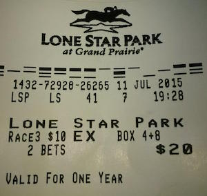 Winning Exacta Ticket at Lone Star Park